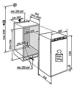 Einbaukühlschrank mit Gefrierfach 122cm