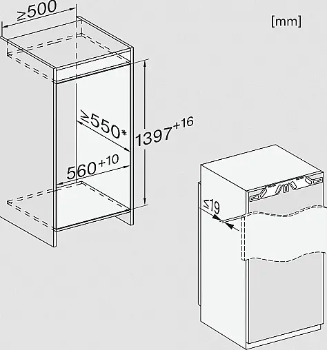 Kühlschrank 140cm inkl. Gefrierfach