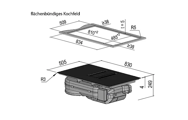 Berbel Kochfeld mit integriertem Muldenlüfter