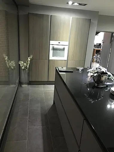 SLC Steingrau mattlack mit Holz-Decor  Grifflos