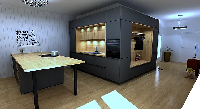 Küchen- und Wohnkonzept von Häcker mit Flurelementen Concept 130