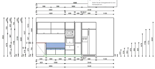 Moderne Nolte grifflose Inselküche mit Anti-Fingerprintfront Graphit softmatt