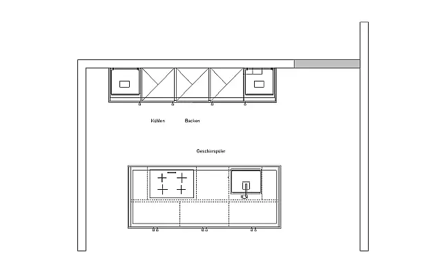 | Hochschrankzeile mit Koch-Insel | 6mm-Keramik-Arbeitsplatte | Miele Vollausstattung |