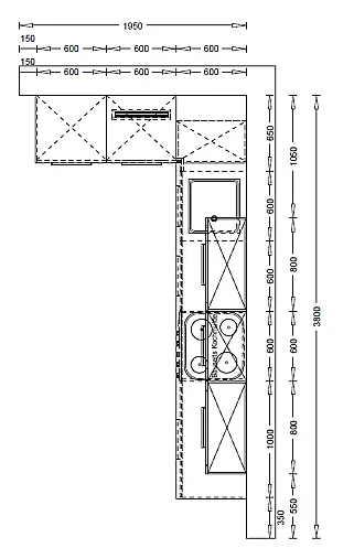 Winkelküche mit Miele Geräten, Falt-Liftschränken mit Milchglas