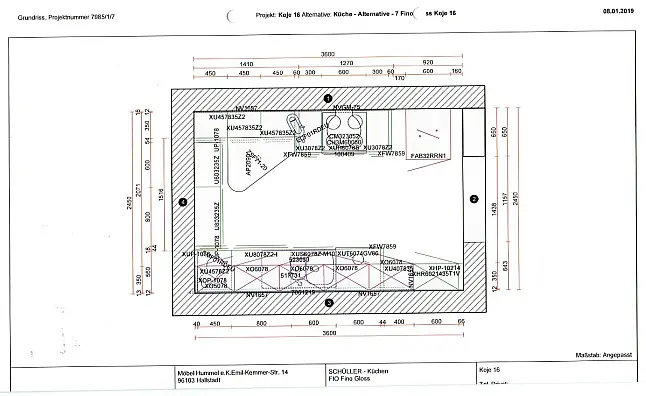 Design-Küche in Lack Kristallgrau Hochglanz mit pfiffiger Tischlösung