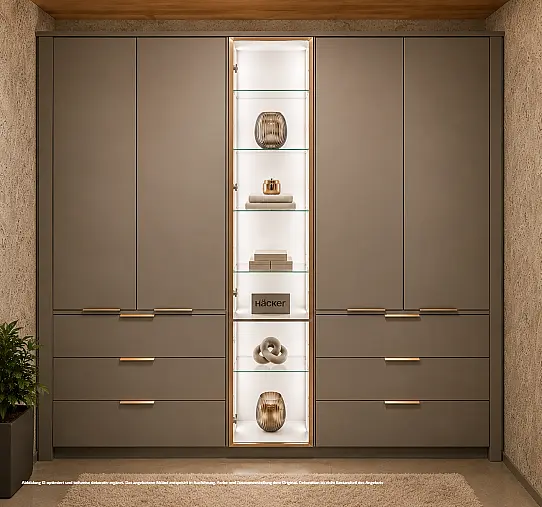 Kleiderschrank N120 mit beleuchteter Glasvitrine