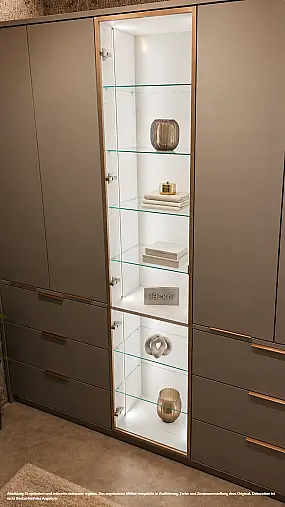 Kleiderschrank N120 mit beleuchteter Glasvitrine