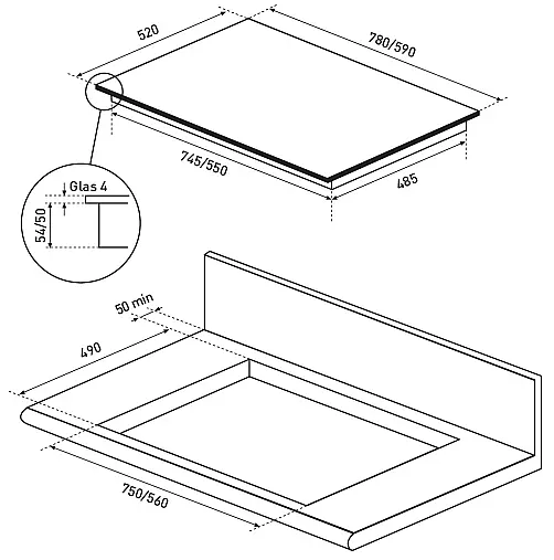 Induktionskochfeld Breite ca 60 cm mit vielen Funktionen