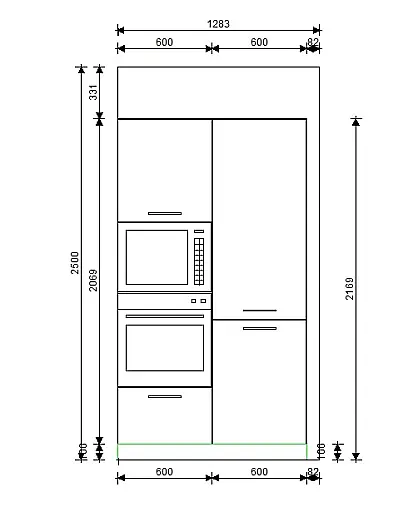 Designerstück mit Insel, 2 Zonen Backofen und Kochfeldabzug in Seidengrau Hochglanz Lacklaminat 1324