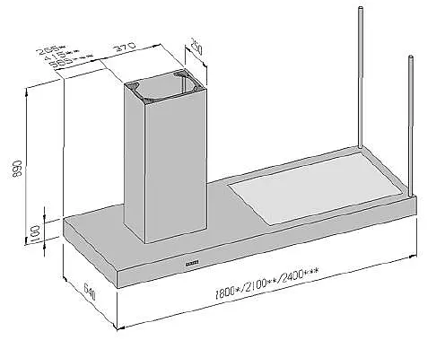 Inseldunstabzug Horizon / Breite 180cm