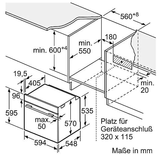 Einbau-Backofen 60 x 60 cm Schwarz