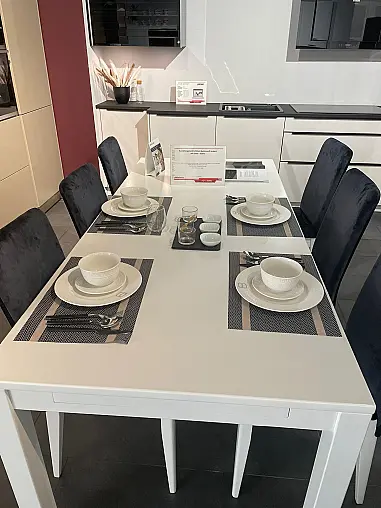 Tisch Echtholz Buche weiß lackiert &amp; Samt Stühle