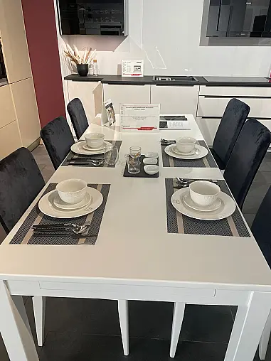 Tisch Echtholz Buche weiß lackiert &amp; Samt Stühle