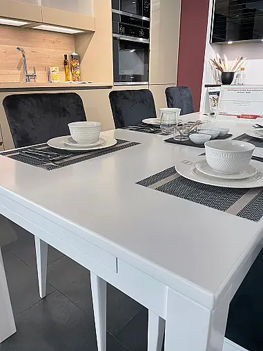 Tisch Echtholz Buche weiß lackiert &amp; Samt Stühle