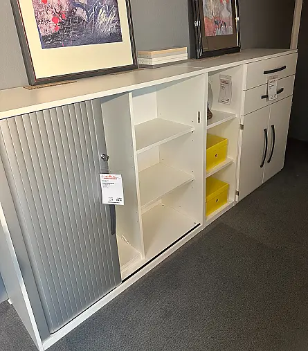 Bürokombination in weiß mit Bügelgriff in Anthrazit
