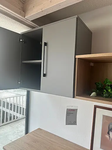 Schreibtischkombination in Mittelgrau und Hickory Eiche Nachbildung