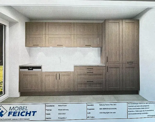 Hochwertige Echtholzküche mit Rahmen in Eiche