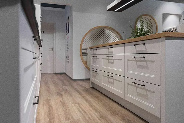 Landhaus-Küche "Malaga Satin" - Naturstein &amp; Premium-Technik