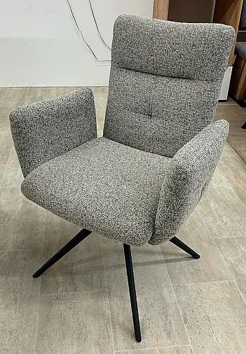 Esszimmer Set mit Tisch in anthrazit zement + 6 Stühle Armlehne