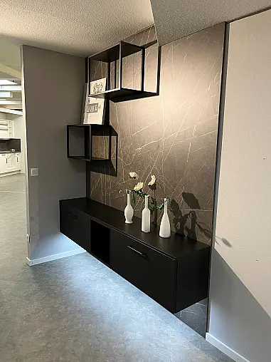 Sideboard mit Barklappen in Schwarz Matt
