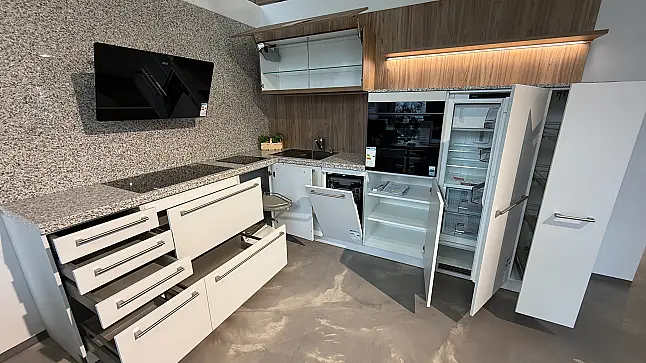 L-Küche / Granit Arbeitsplatte / Zweifarbig / Klassisches Design