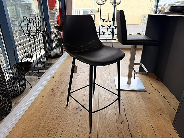 Barhocker, Lederoptik schwarz