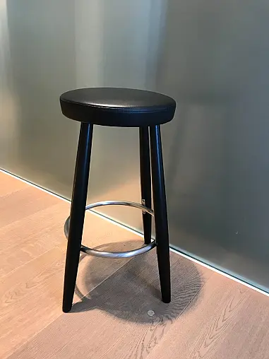 2x Schwarze Barhocker mit Ledersitz