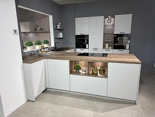 Abverkaufsküche Nobilia Touch Lacklaminat Seidengrau