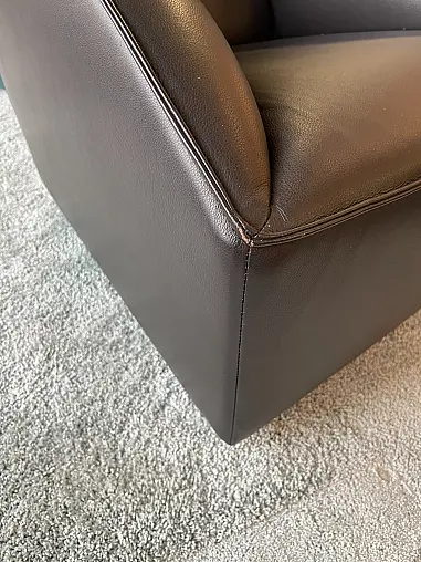 Sessel "Doda" mit hoher Rückenlehen, drehbar, Leder dunkelbraun