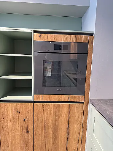 Landhaus Pastellgrün Grifflos und Echtholzfurnier Eiche Kombiniert