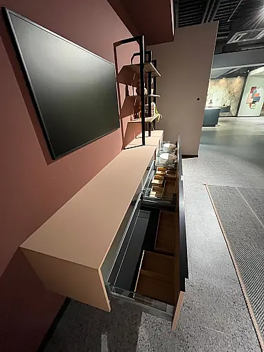 Exklusives Esszimmer - Messestück - Sideboard schwebende Optik mit LED-Backlight-System - Tischgruppe mit 6 Stühlen