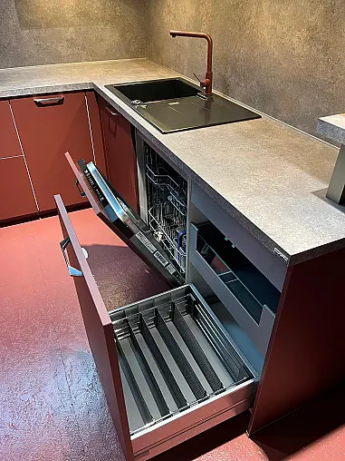 Exklusive Messeküche - Rost-Rot - viel Zubehör - viel LED-Beleuchtungen - Theke - XL-Schränke