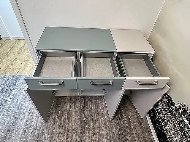 Sideboard - Farbmix Seidengrau-Aqua