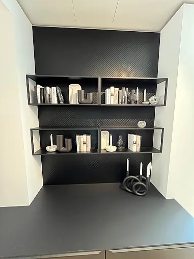Exklusive Wohnwand / TV-Board / Anbauwand - Nischenrückwand Glas - SmartCube-Regale