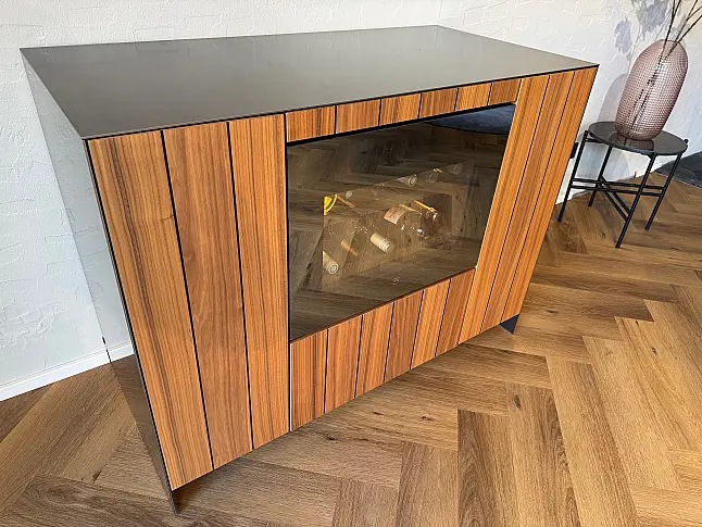 Luxus Sideboard mit V-Zug Weinkühler, Mooreiche &amp; Schwarzstahl