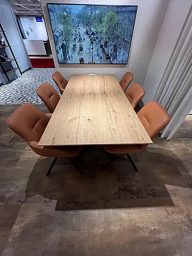 Exklusives Wohnzimmer / Esszimmer inklusive Tisch - 6 drehbaren Stühlen -  Wohnzimmerschrankwand mit indirekter LED-Beleuchtung - Messestück wieder original verpackt
