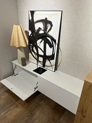 Exklusives Wohnzimmer / Esszimmer inklusive Tisch - 6 drehbaren Stühlen -  Wohnzimmerschrankwand mit indirekter LED-Beleuchtung - Messestück wieder original verpackt