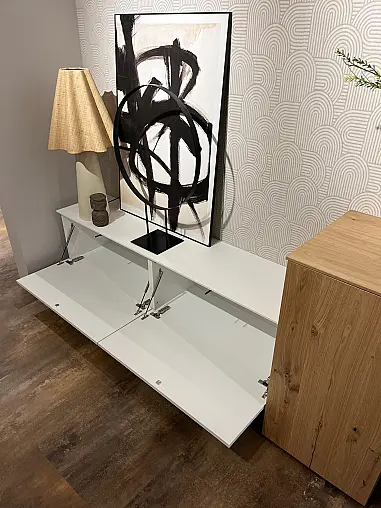 Exklusives Wohnzimmer / Esszimmer inklusive Tisch - 6 drehbaren Stühlen -  Wohnzimmerschrankwand mit indirekter LED-Beleuchtung - Messestück wieder original verpackt