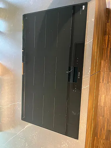 Eggersmann Sydney | Insel beidseitg &amp; Hochschrankfront | Bosch Accent Line Geräte | Novy Deckenhaube