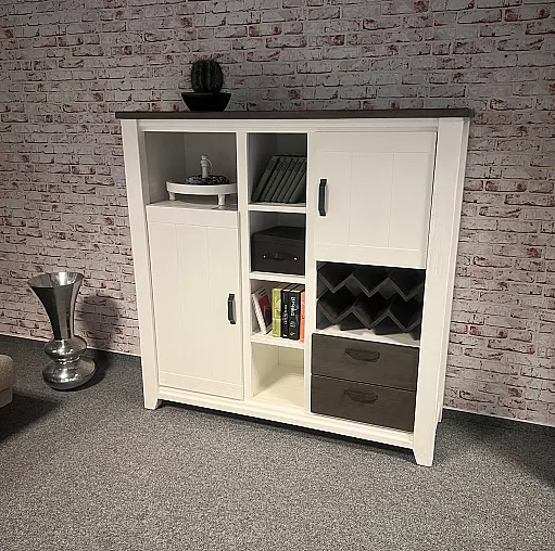 Highboard WELLINGTON - Akazie, Weiß gebürstet