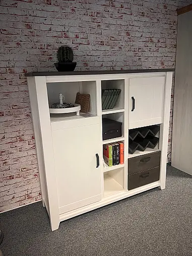 Highboard WELLINGTON - Akazie, Weiß gebürstet