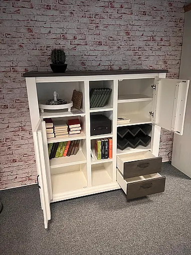 Highboard WELLINGTON - Akazie, Weiß gebürstet