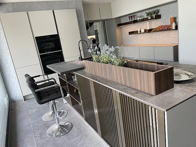 Musterküche SieMatic SLC kieselgrau samtmatt, ohne Anrichte