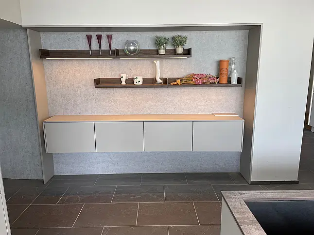 Musterküche SieMatic SLC kieselgrau samtmatt, ohne Anrichte