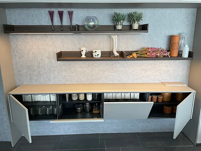 Musterküche SieMatic SLC kieselgrau samtmatt, ohne Anrichte