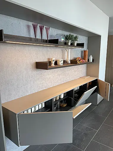 Musterküche SieMatic SLC kieselgrau samtmatt, ohne Anrichte