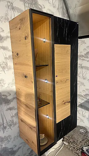 Wohnkombination in Wildeiche Rustiko schwarz und Glas Firneis dark