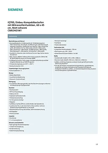iQ700 Kompaktbackofen mit Mikrowelle – Matt - Kombigerät