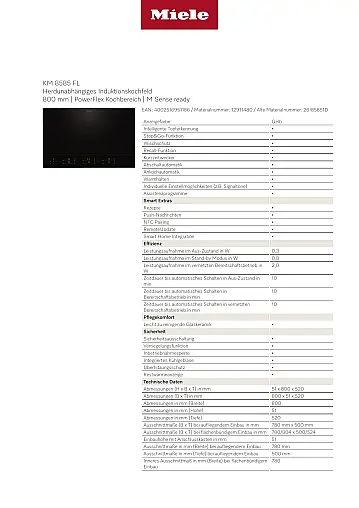 Induktionskochfeld MattFinish / 80 cm breit  / 6 Kochzonen / 3 leistungsstarke PowerFlex-Kochbereiche
