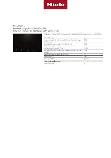 Induktionskochfeld MattFinish / 80 cm breit  / 6 Kochzonen / 3 leistungsstarke PowerFlex-Kochbereiche